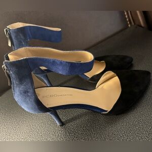 BCBGeneration Black and Blue Heels with Striking Design